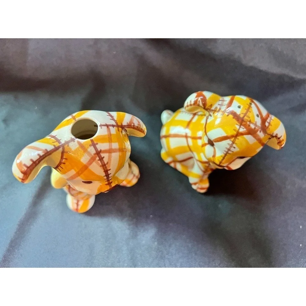 Vintage Brayton Laguna Pottery Plaid Puppy Dog Salt & Pepper Shakers 1930s Calif